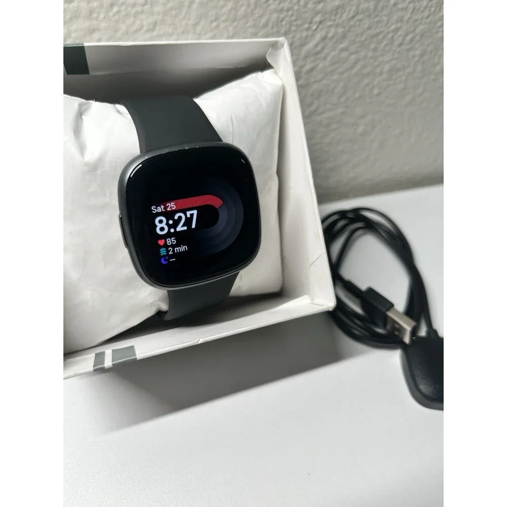 Fitbit Versa 4 Fitness Smartwatch–Black/Graphite Aluminum, GPS & Daily Readiness